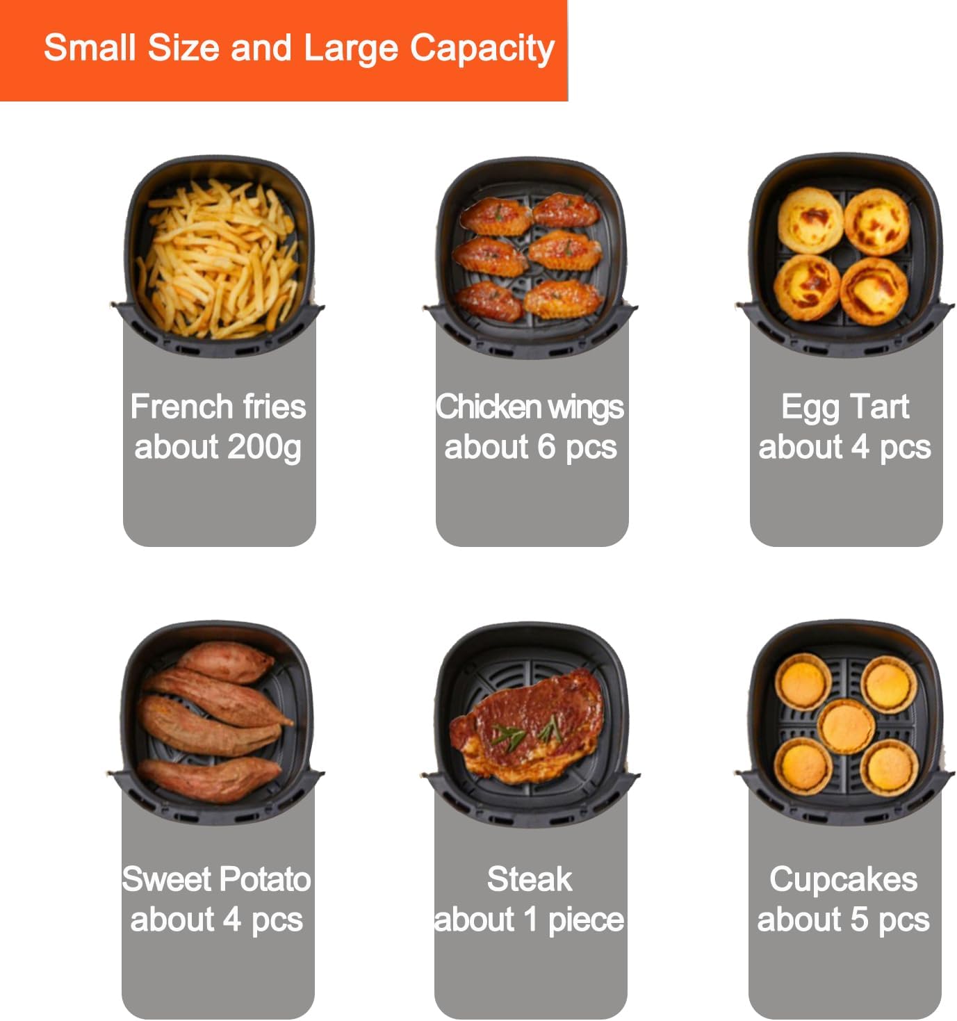 FREIDORA DE AIRE 2.6QT, CONTROL TACTIL, FUNCION PRECALENTADO.