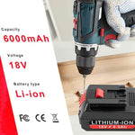 Batería de litio, repuesto, 18V, 6.0 Ah para Bosch BAT609.