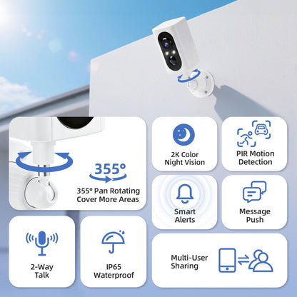Cámaras Seguridad WiFi 2K Exterior IP65 Visión Nocturna