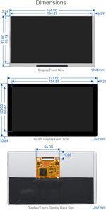 Pantalla integrada OLED Waveshare de 7", 1024 × 600 con función táctil.