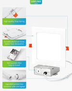 Leelike Paquete de 12 luces LED cuadradas 6" 12W