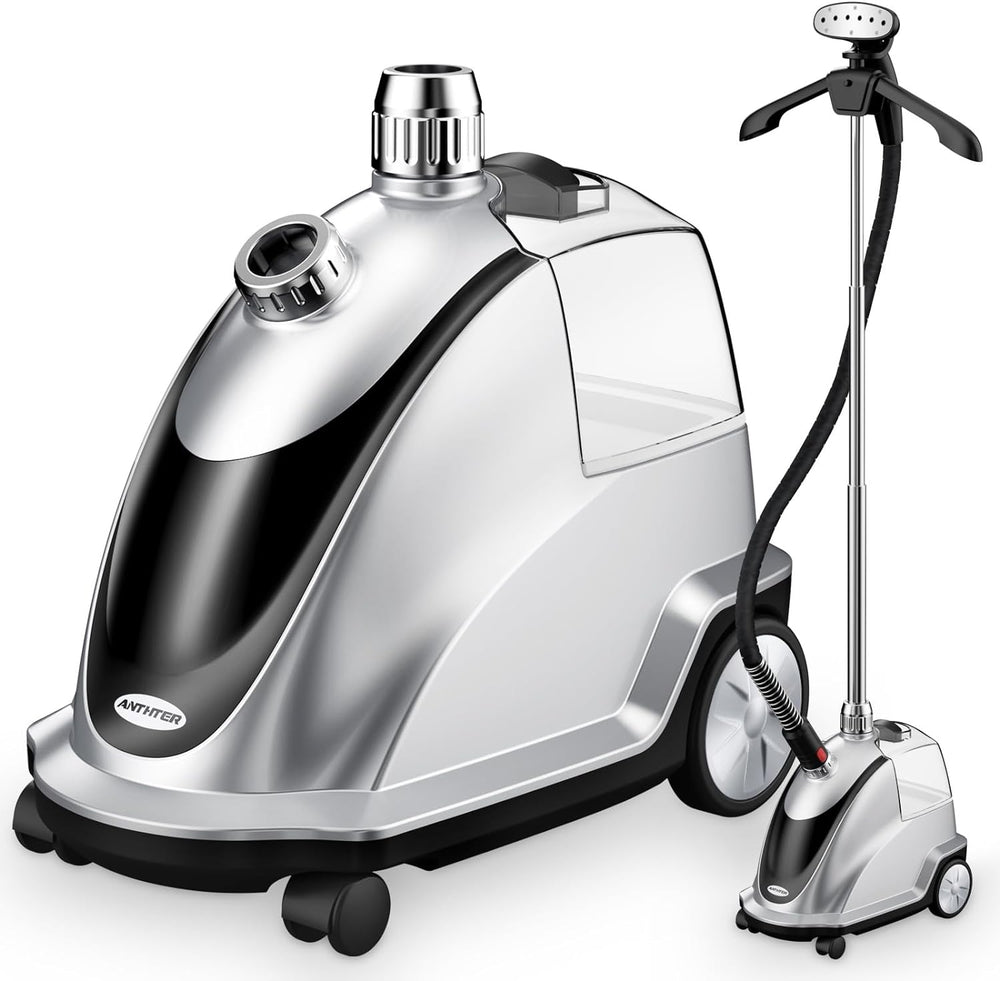 Anthter Vaporizador para ropa, 2.4L, con ruedas, plateado,(USADO).