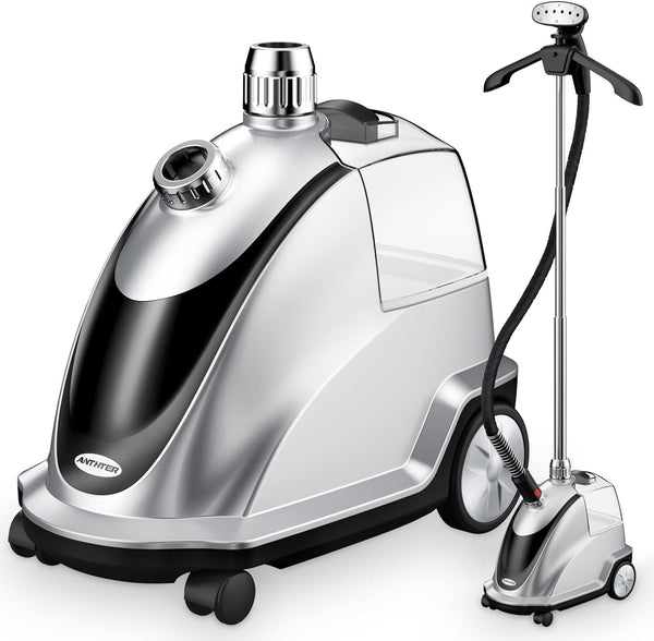 Anthter Vaporizador para ropa, 2.4L, con ruedas, plateado,(USADO).