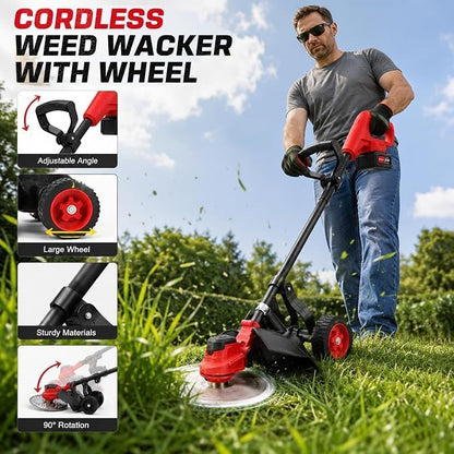 Wacker eléctrico 4 en 1 con ruedas, 20000 RPM inalámbrico (USADO)