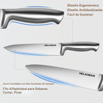 Juego de cuchillos de cocina Helaoban con bloque y afilador, 14 piezas