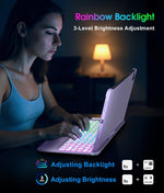 Funda con teclado para iPad de 10.ª gen. giro 360 y retroiluminación.
