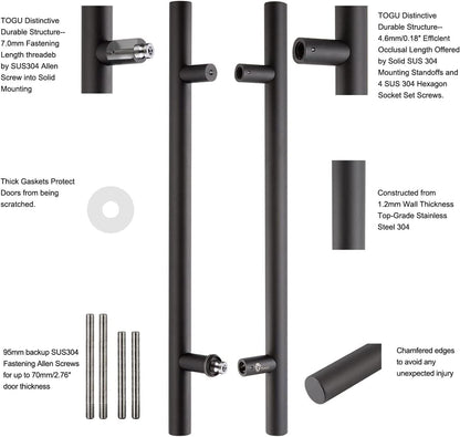 TOGU Manija de puerta de acero inoxidable, 36", Mate.