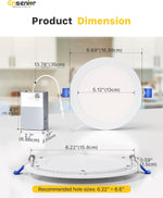 Luces LED empotrables de 6 ", regulable, 4000 K blanco frío. 12 PACK Ensenior