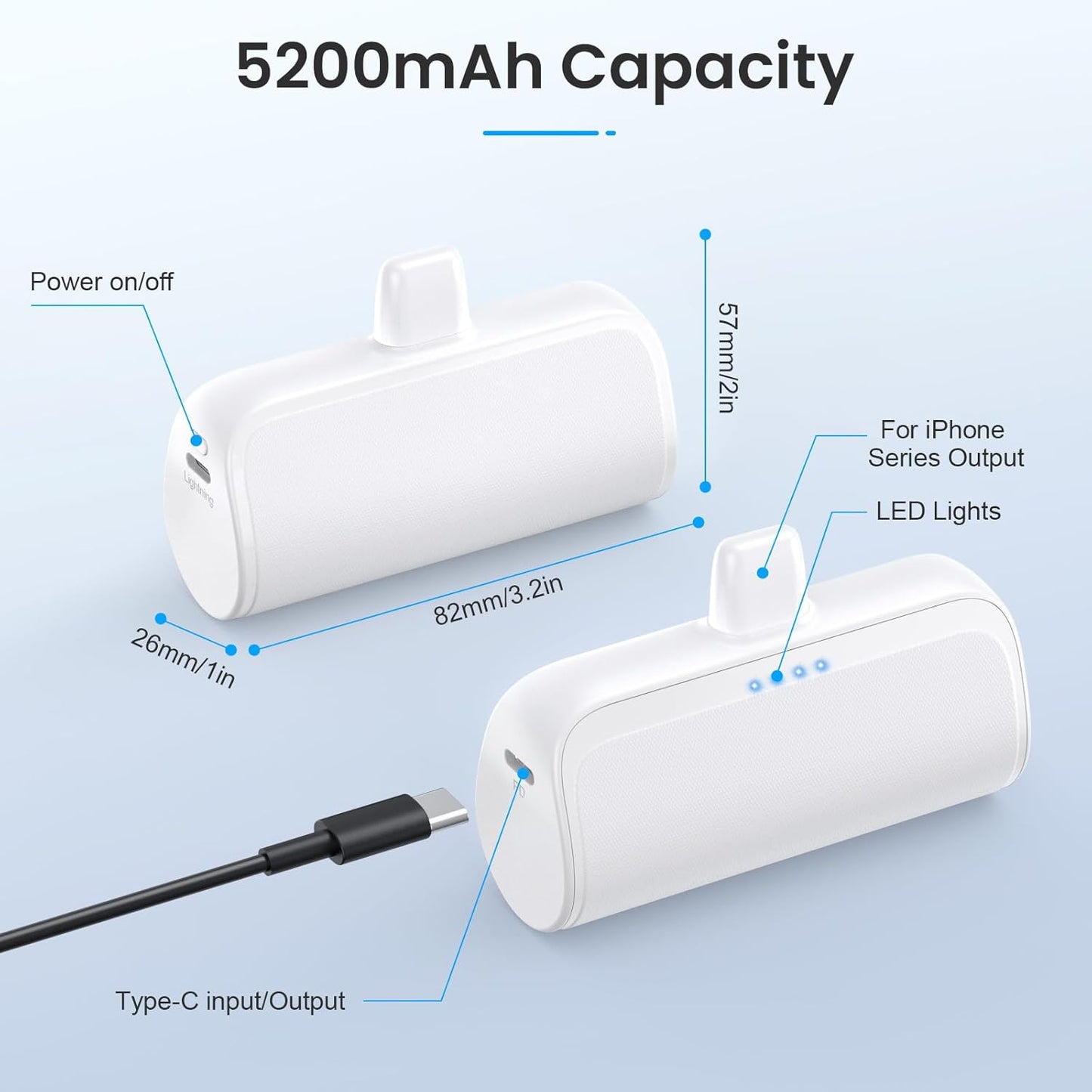 2 Mini cargadores portátiles para iPhone Lightning