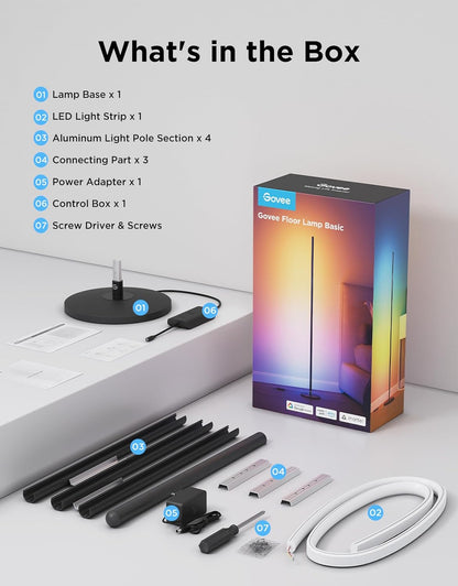 Lámpara de pie básica, Govee RGBICW, funciona con Alexa(CAJA ABIERTA)