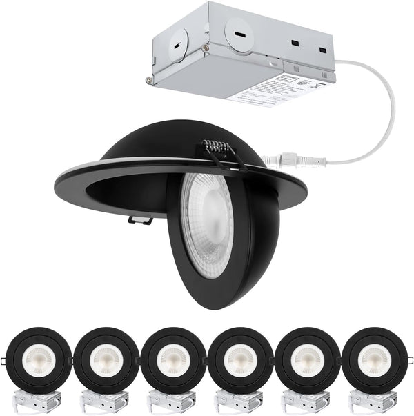 Foco empotrable de 15.24 cm – 12 W con cardán inclinado para techo, empotrado. POPANU