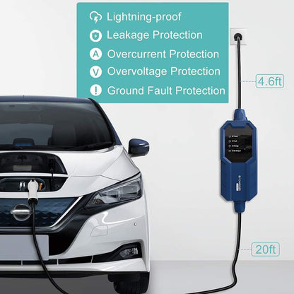 Max Green, Cargador Ev Nivel 2, Cinco Cables Adaptadores
