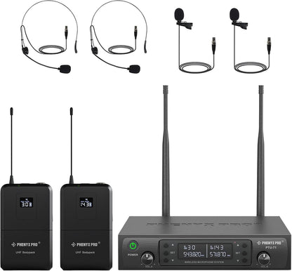 Sistema de Micrófono Inalámbrico Phenyx Pro UHF Dual PTU-71-2B