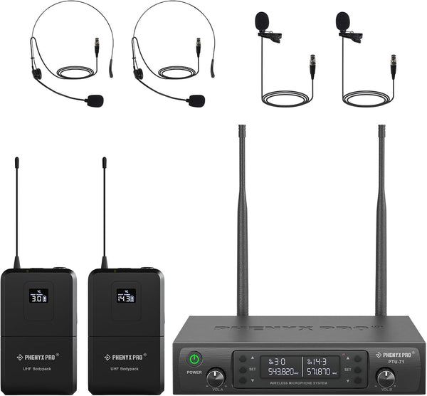 Sistema de Micrófono Inalámbrico Phenyx Pro UHF Dual PTU-71-2B