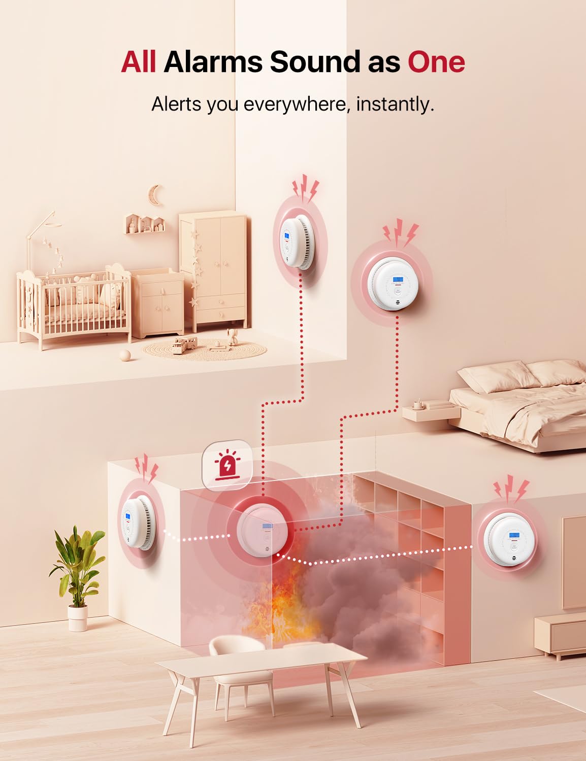 Detector de humo y monóxido de carbono, X-Sense, 3pcs.