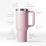 Vaso, stainless steel, 40oz, con popote; aislado, hermético, sin BPA.