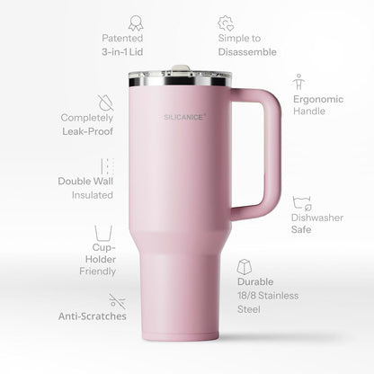 Vaso, stainless steel, 40oz, con popote; aislado, hermético, sin BPA.