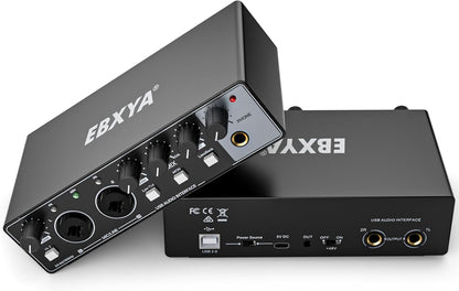 Interfaz de audio USB EBXYA 2x2, para grabación transmisión y podcasting.