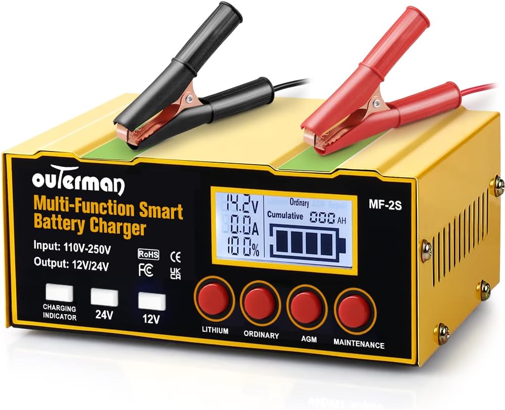 Outerman Cargador de batería de coche mejorado 12 V/24V