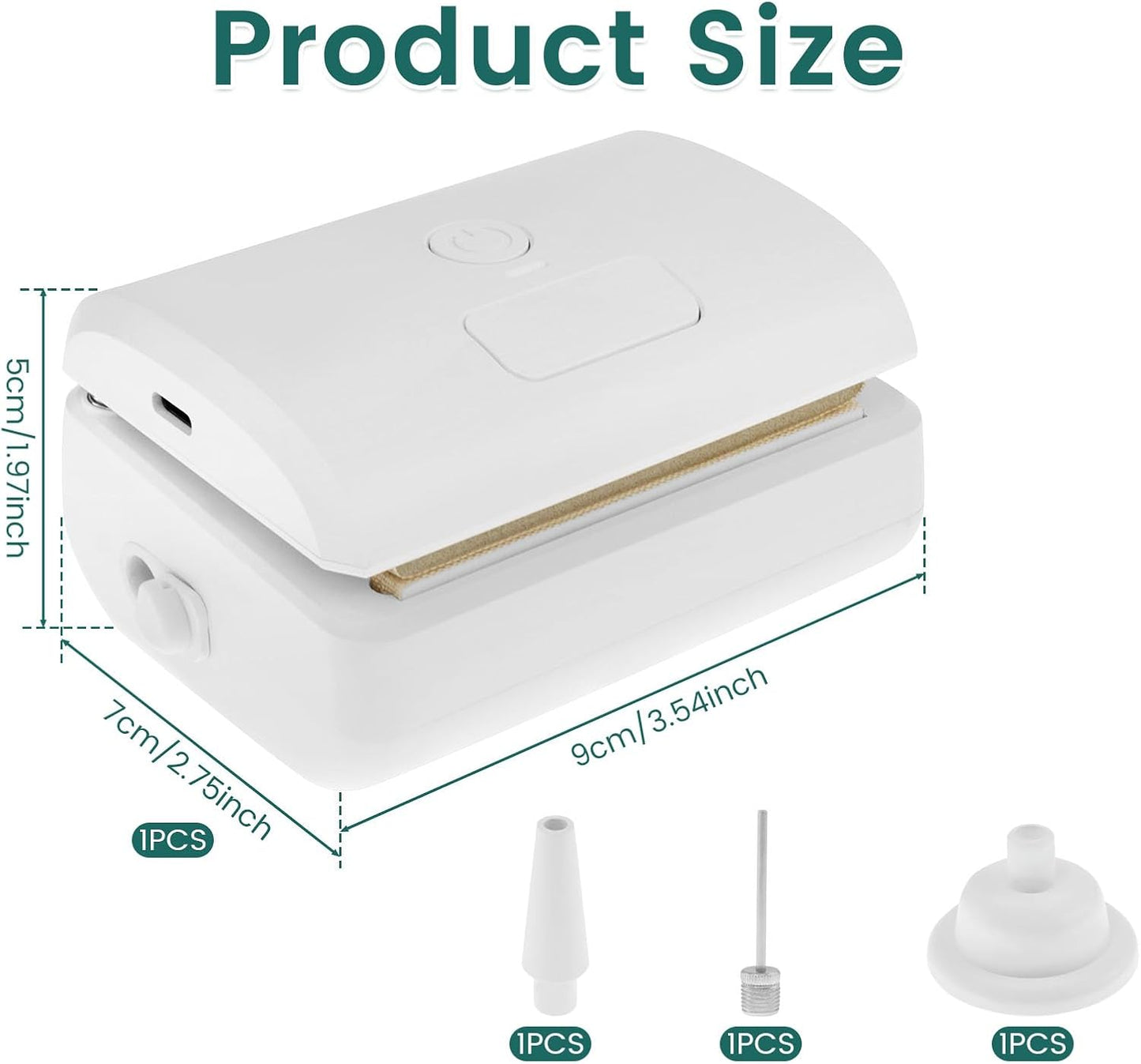 Mini Selladora multifunción, envasa al vacío, infla, sella al vacío.