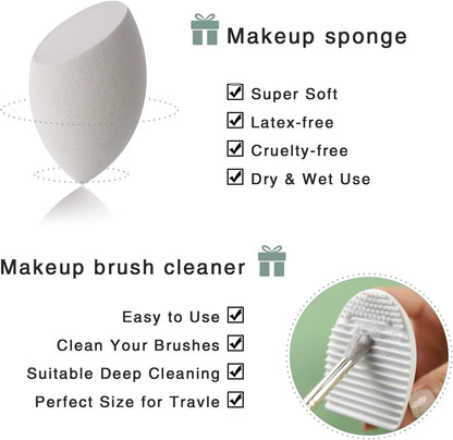 Set de 14 brochas de maquillaje + esponjas y estuche