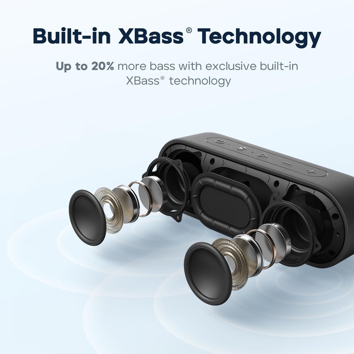 Bocina Bluetooth portátil, Tribit XSound Go, Impermeable IPX7, Recargable.