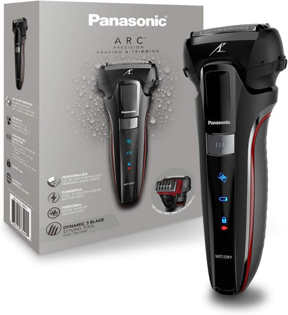 Afeitadora Panasonic, híbrida con 2 accesorios de recorte, sensor-afeitado.