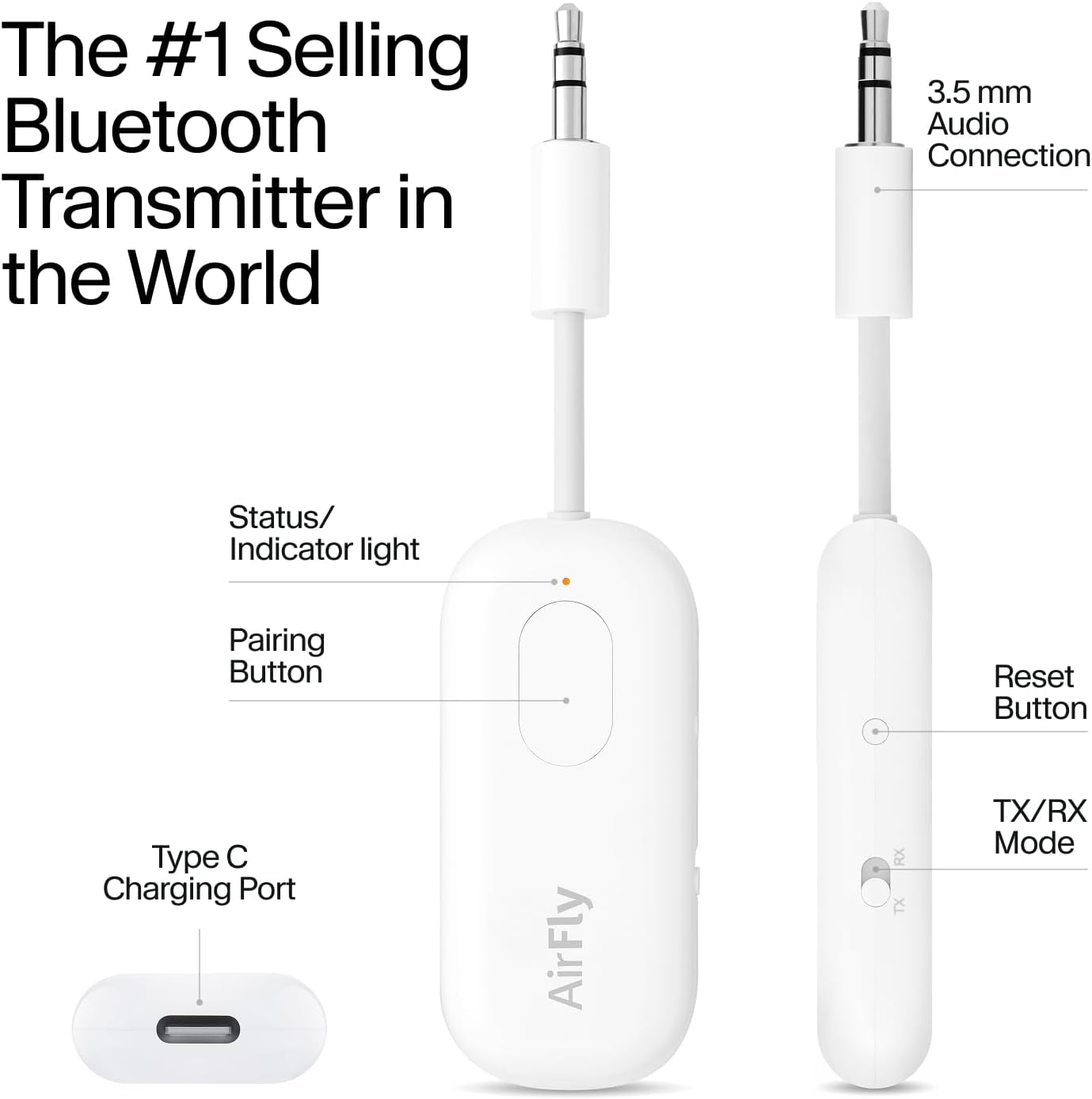 Adaptador transmisor/receptor inalámbrico Bluetooth 2 auriculares (USADO)