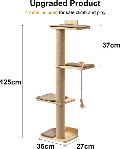 Rascador de pared para gatos FUKUMARU, de yute y madera de caucho.