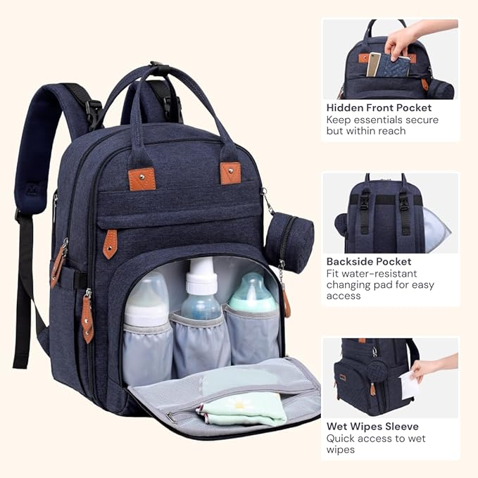 BabbleRoo - Mochila para pañales para bebé, multifuncional.