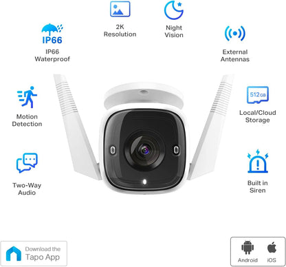 Cámara Seguridad WiFi Exterior 3MP Alexa Tapo C310