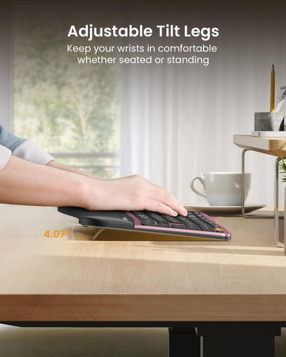 ProtoArc, Teclado ergonómico Bluetooth retroiluminado, recargable.