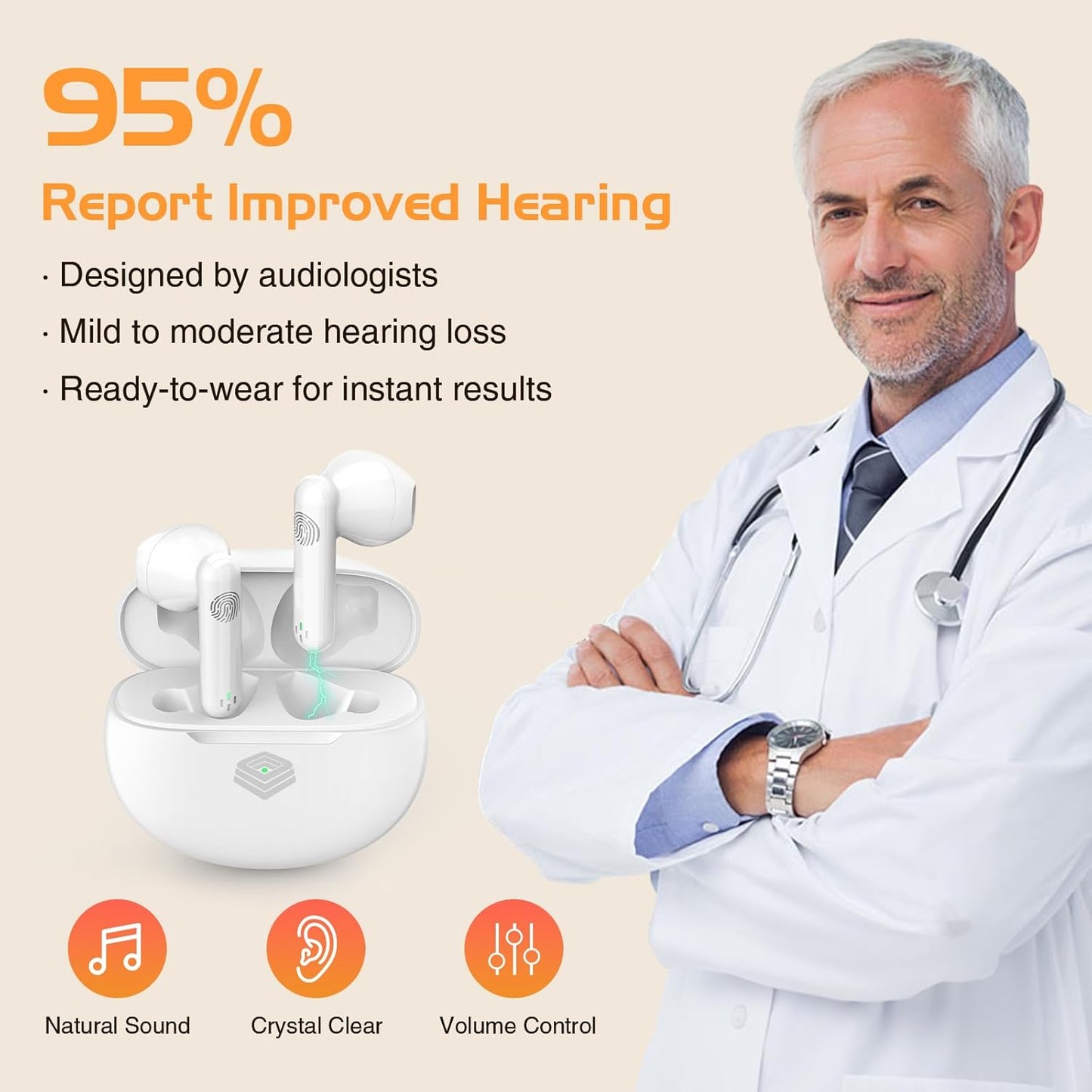 Amplificador auditivo para personas mayores y adultos.