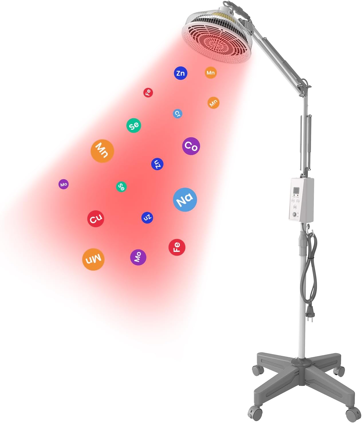 Terapia de luz roja infrarroja con base, dispositivo de lámpara de calor YUNCHI