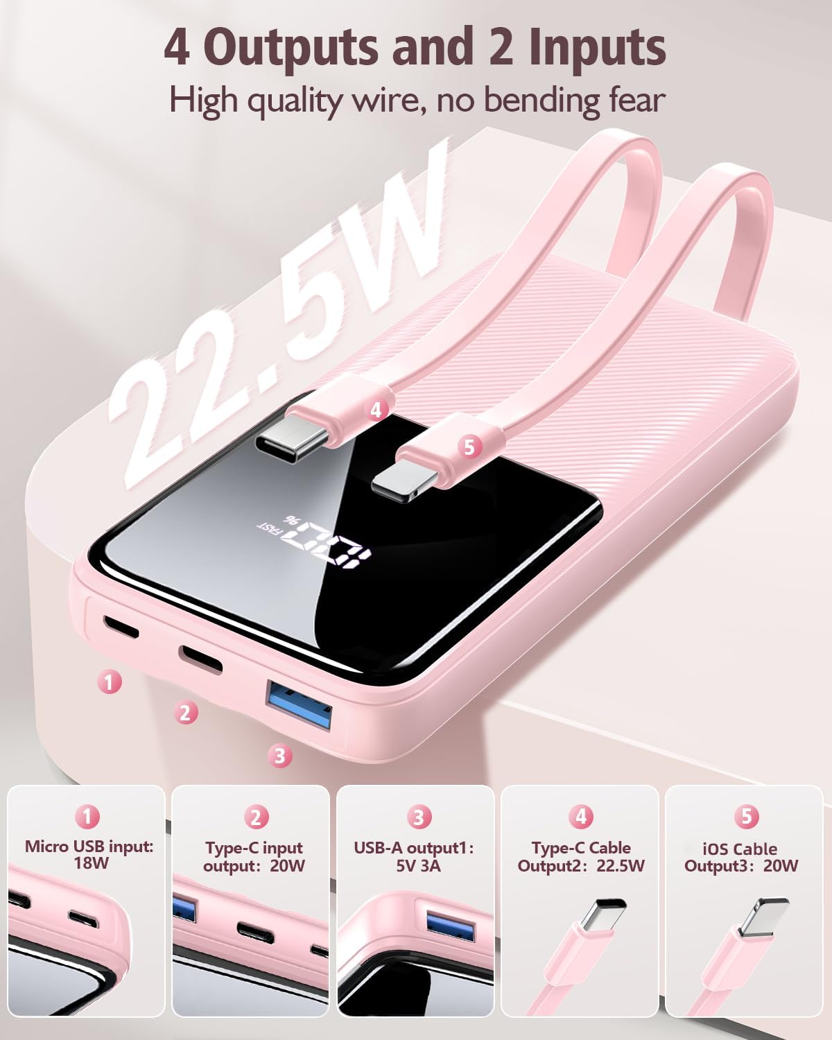 Batería portátil carga rápida cable IOS y C (USADO)