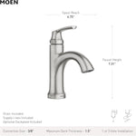 Grifo central para lavabo de baño, Moen 84980SRN Wellton, níquel cepillado.