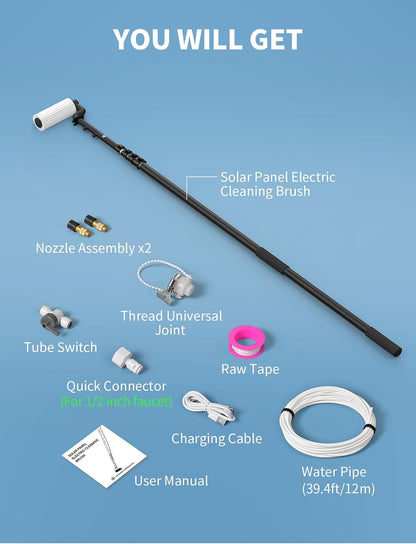 Kit de cepillo de limpieza de paneles solares eléctrico, (USADO)