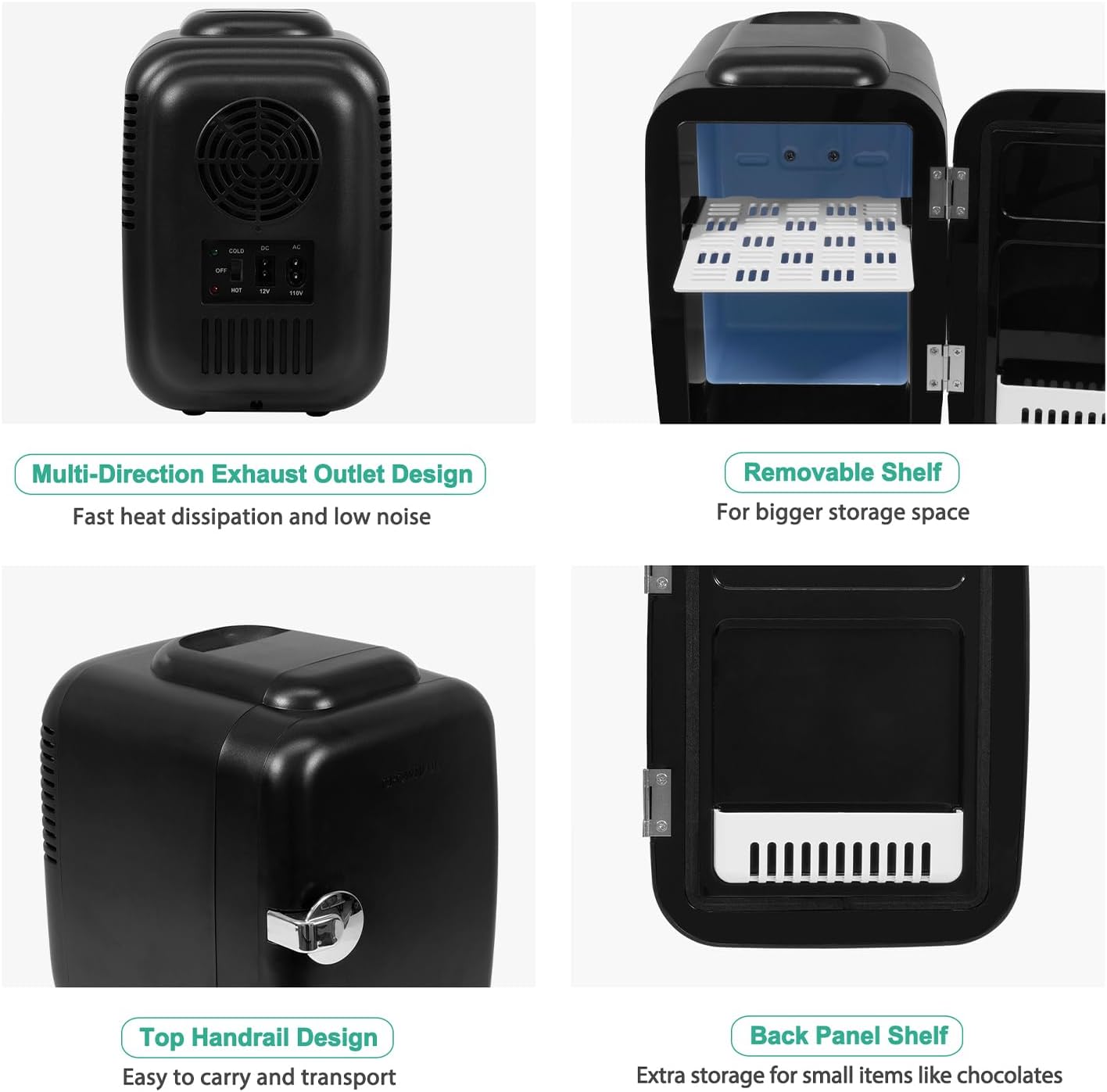 Mini Refrigerador, 4L/6 latas, portátil personal. CROWNFUL