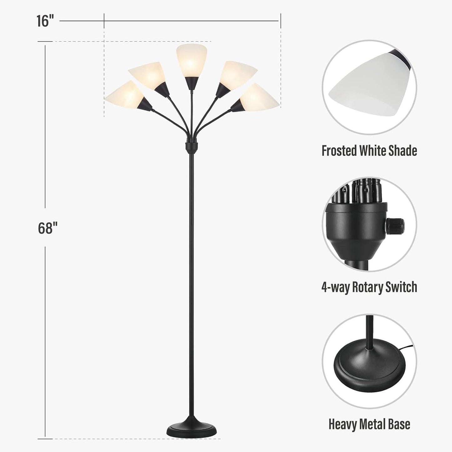 Honoding Medusa - Lámparas De Pie Con 5 Cabezales