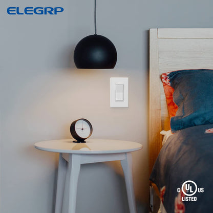 Interruptor Elegrp unipolar decorativo, 15A 120/277V, con placa de pared.