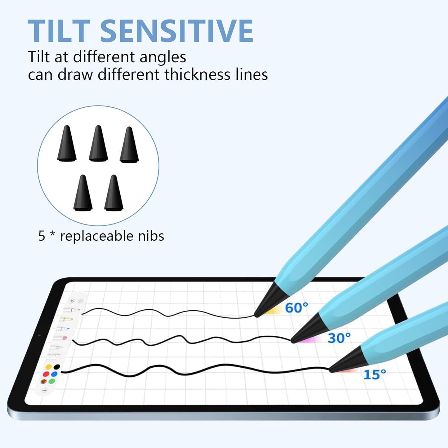 Lápiz óptico azul degradado universal para iPad Pro, Air y Mini.