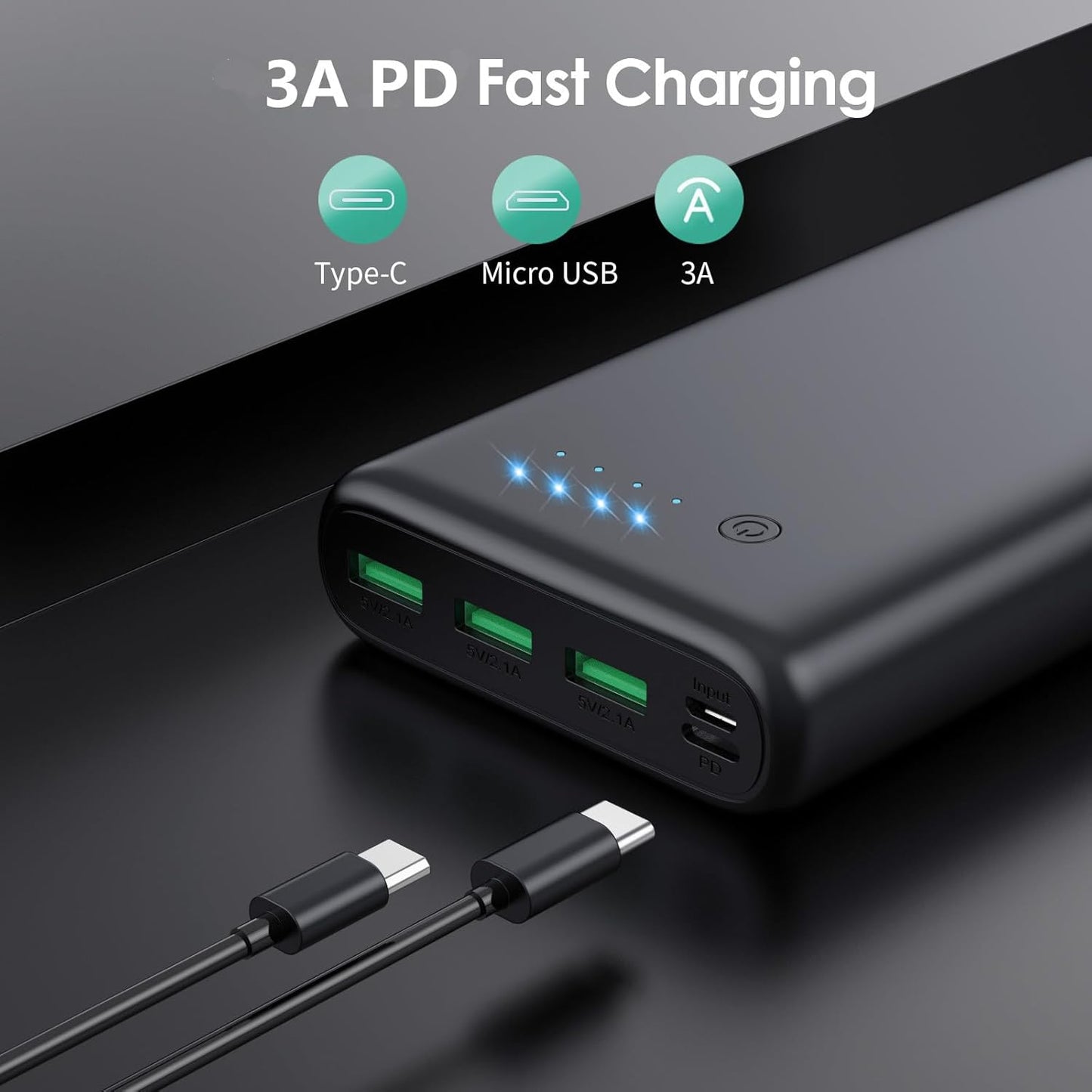 Batería portatil 36800 mAh 3 Salidas