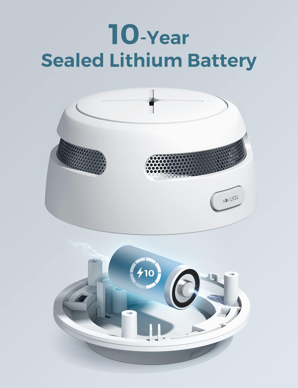 Detector de humo alarma de incendios con botón de prueba/silencio. AEGISLINK