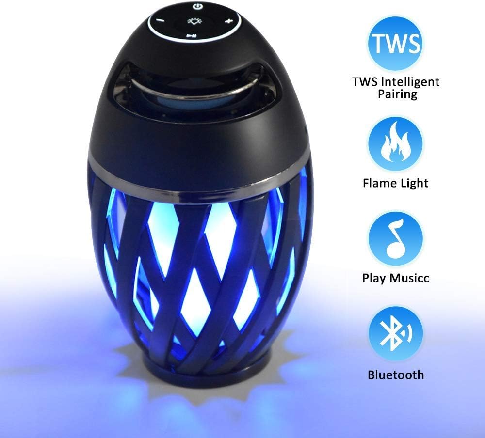 Altavoz de llama LED, Bluetooth, portátil, impermeable no sumergible.