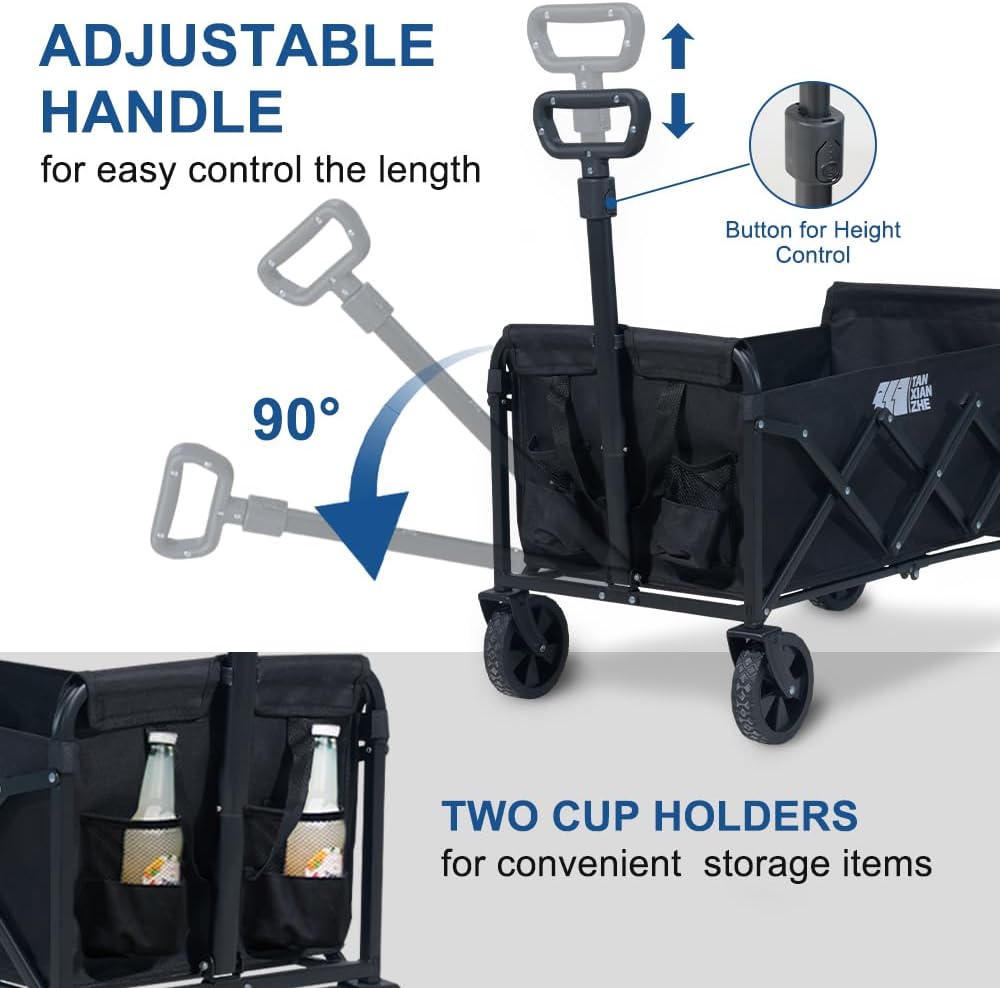 Carro plegable plegable, resistente, 180 lbs. (Detalle en rueda).