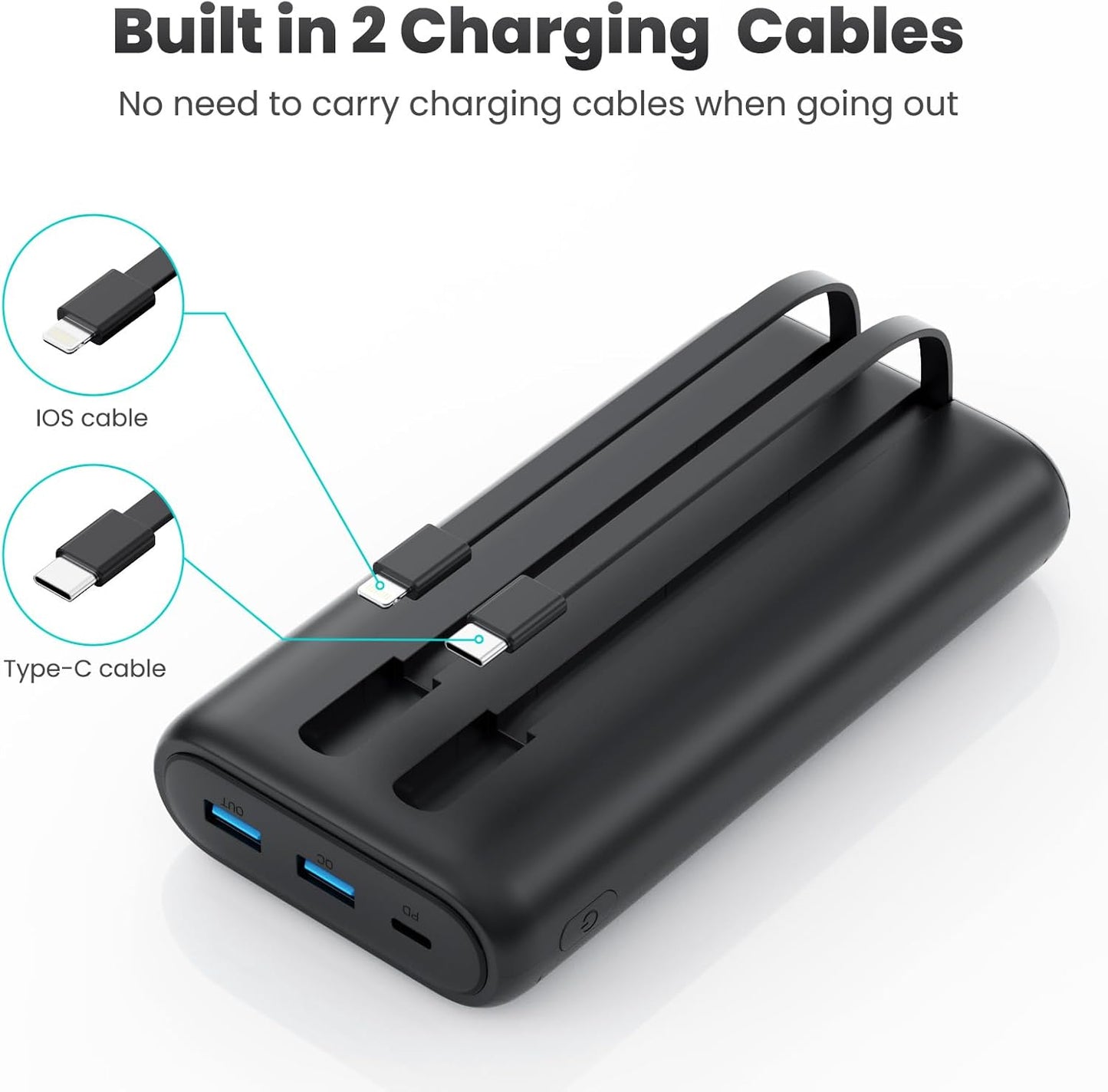 Cargador portátil HX160Y8 40800mAh 2 cables