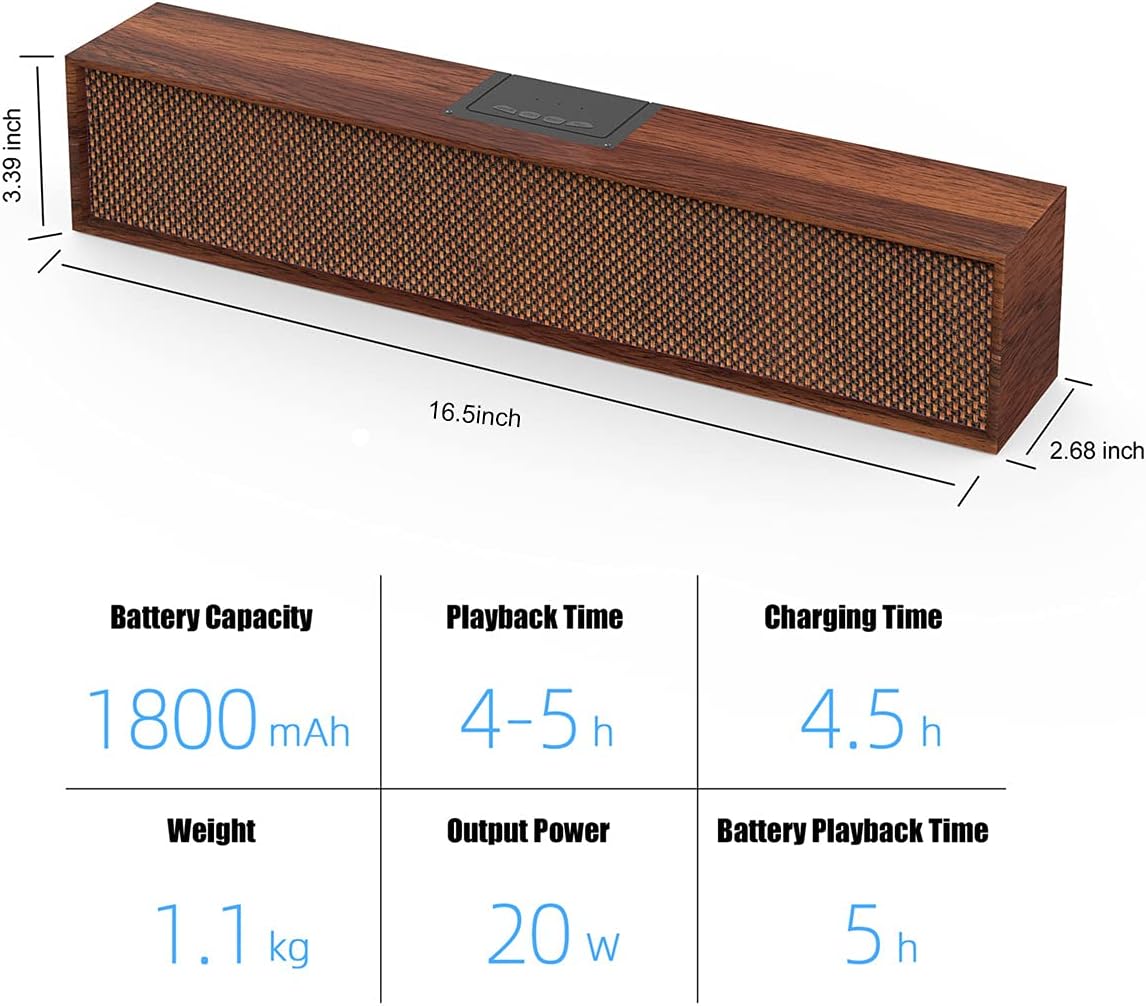 Barra de sonido inalámbrica Smalody, para escritorio, Bluetooth 5.0.