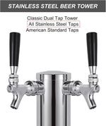 Torre Kegerator de acero inoxidable, Ferroday 3", Grifo doble