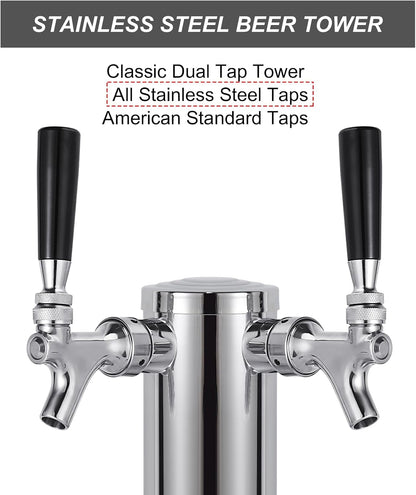Torre Kegerator de acero inoxidable, Ferroday 3", Grifo doble