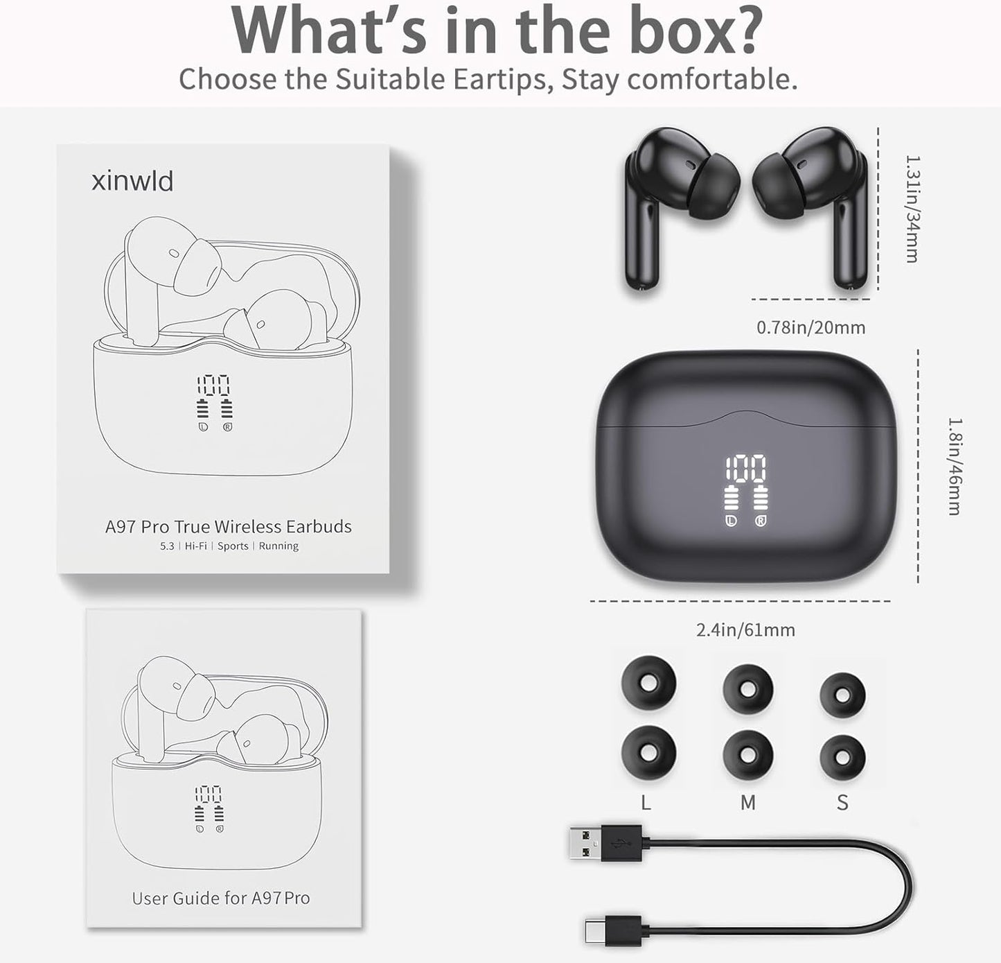 Auriculares Bluetooth Intraurales Inalámbricos de alta calidad XINWLD